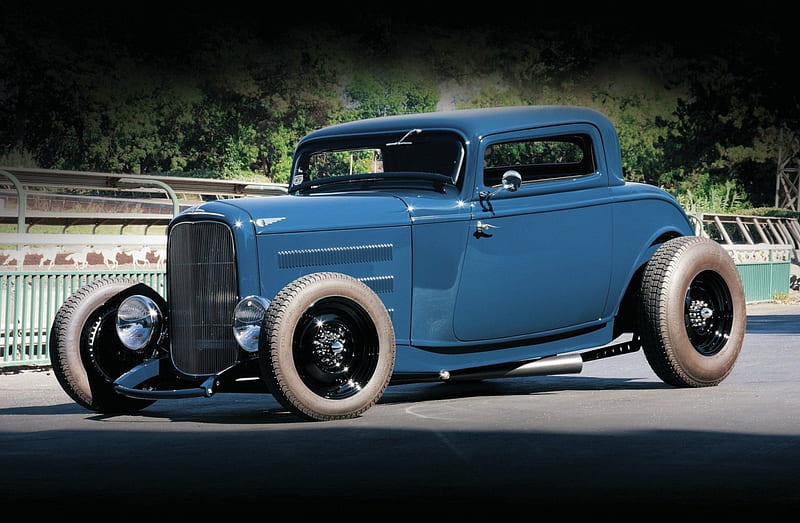 1932-Ford-Coupe, Classic, Hotrod, Blue, 1932, HD wallpaper