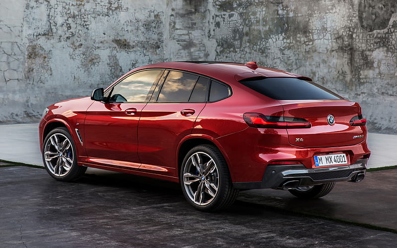 BMW X4, 2019, G02, M40d rear view, exterior, sporty red SUV, coupe, new red X4, BMW, HD wallpaper