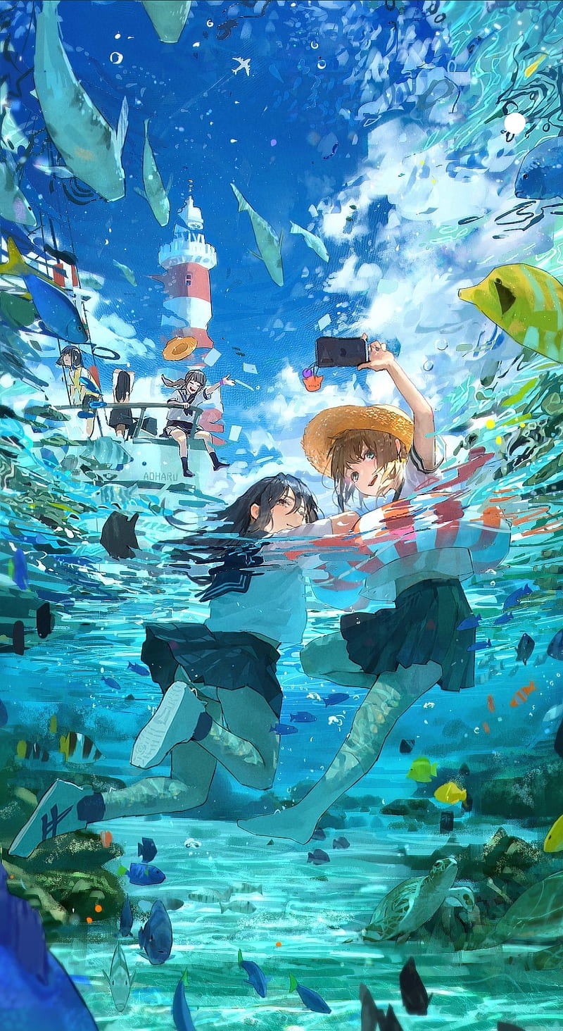 Abstract underwater ocean scene as wallpaper background Stock Illustration  | Adobe Stock