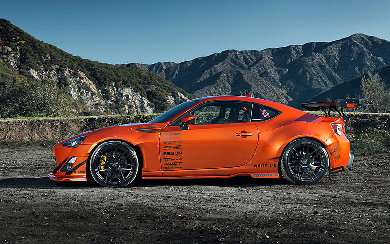 Scion FR-S, side view, orange sports coupe, tuning FR-S, 2-door coupe, G1 class, orange FR-S, Scion, HD wallpaper