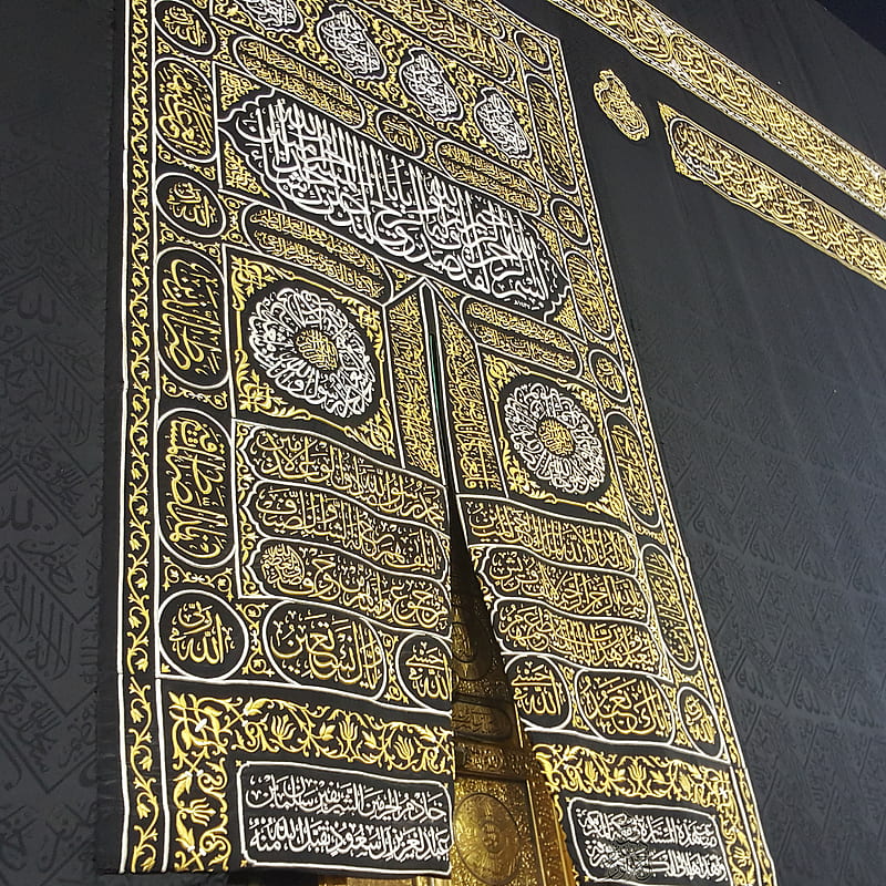 Kaabah door, hijaz, holy mosque, islam, makkah, mecca, muslim, saudi arabia, HD phone wallpaper