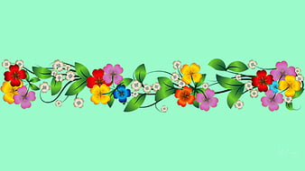 Violet mint flower border clipart, Floral border clip art divider