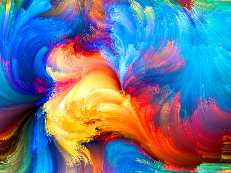 Abstract, red, colorful, art, yellow, rainbow, draw, texture, skin, blue, HD wallpaper