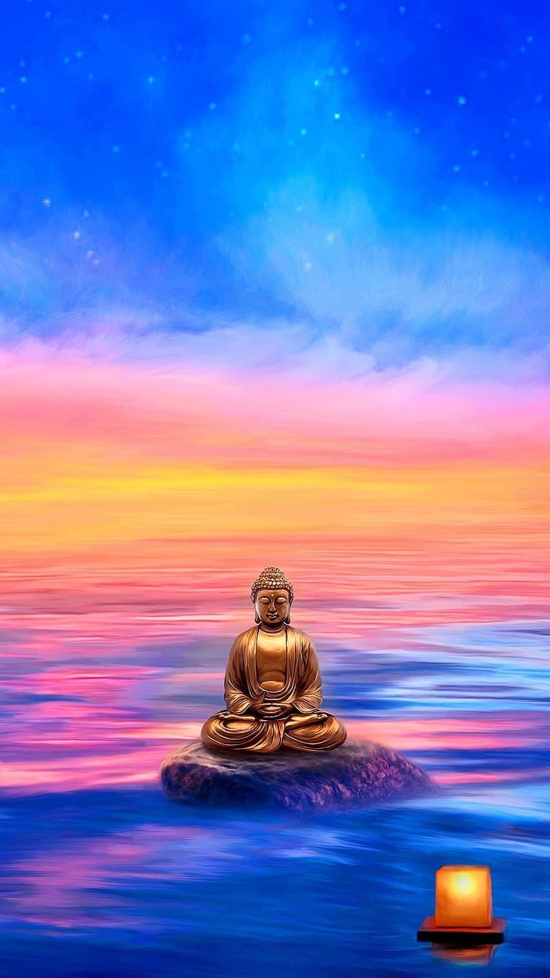 Buddha , Water Background, god, lord buddha, meditation, HD phone wallpaper