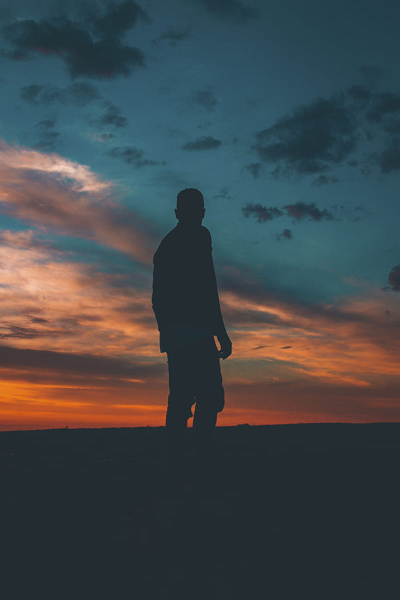 HD wallpaper: silhouette of person standing inside room