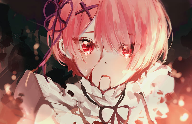 Anime, Re:ZERO -Starting Life in Another World-, Ram (Re:ZERO), Pink Hair, Girl, Crying, HD wallpaper
