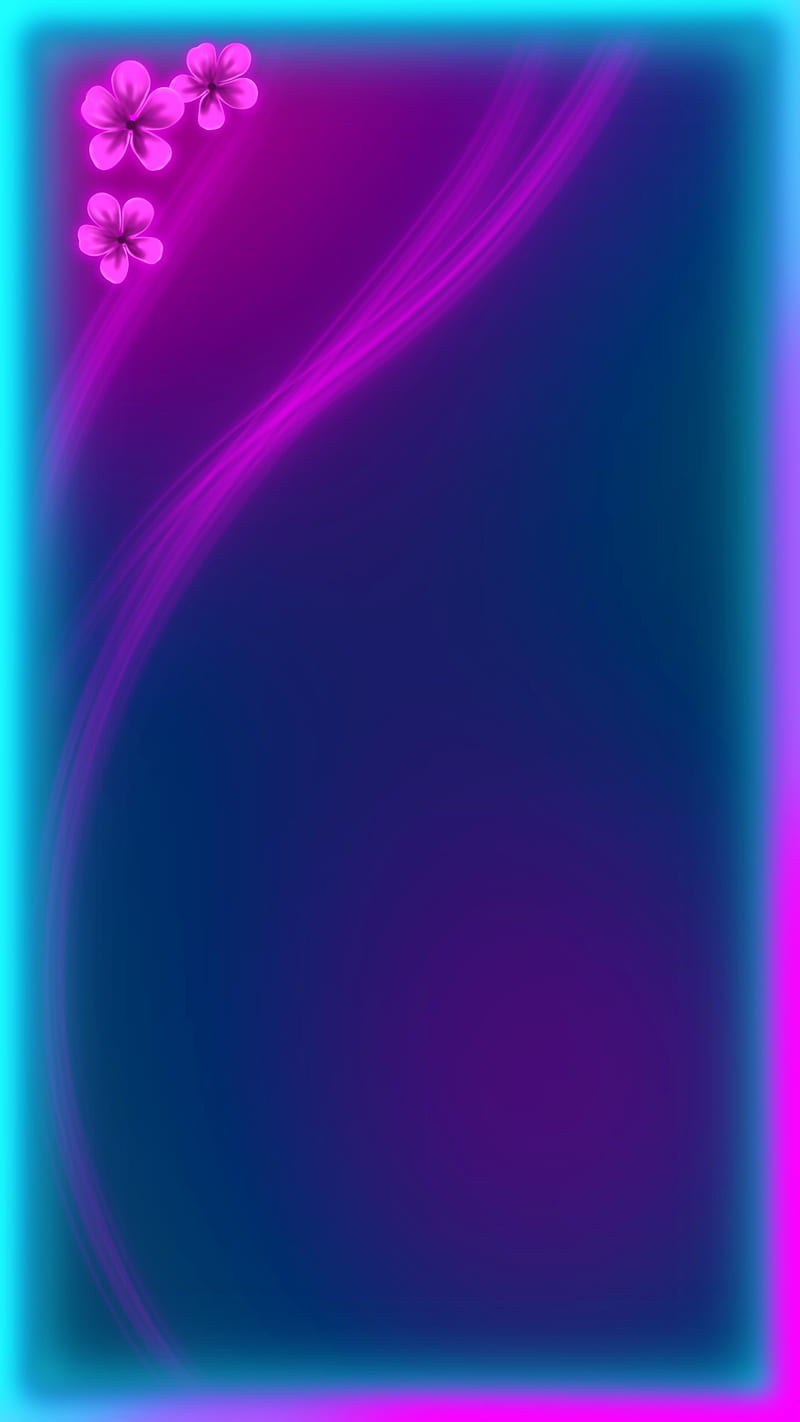 neon edges bloom, abstract, neon, blue, colors, edge, flower, frame, green laser, light, pattern, pink, texture, HD phone wallpaper