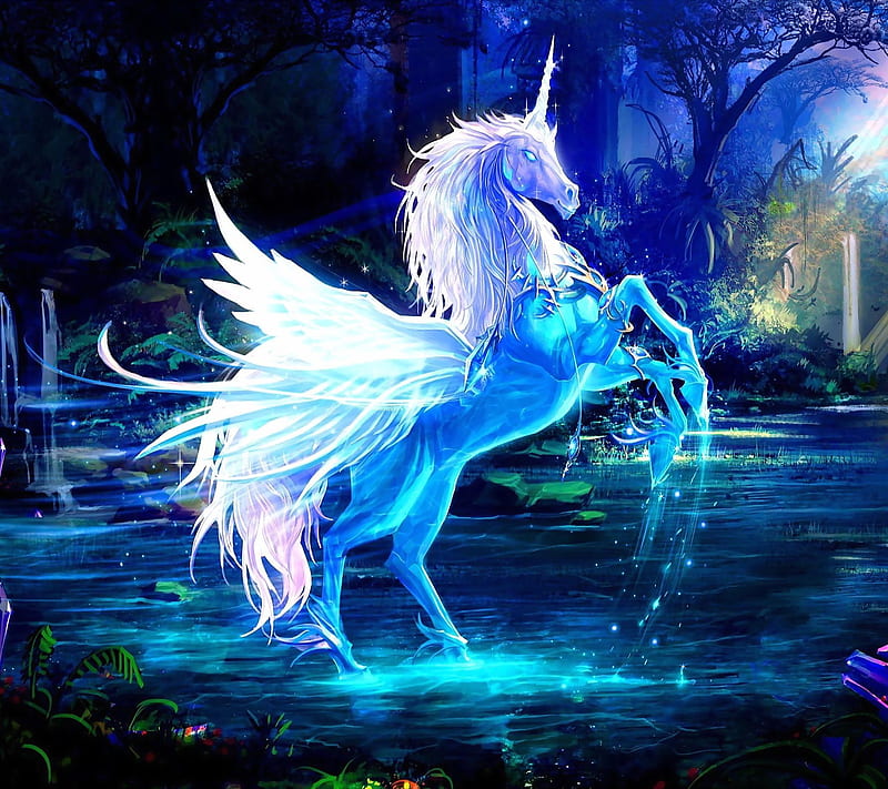 White Horse, art, desenho, fantasy, painting, HD wallpaper