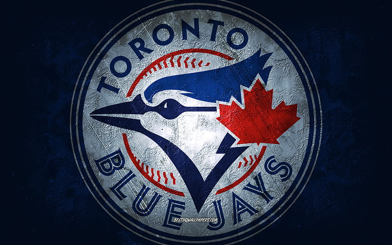 Toronto Blue Jays, Canadian baseball team, blue stone background, Toronto Blue Jays logo, grunge art, MLB, baseball, USA, Toronto Blue Jays emblem, HD wallpaper