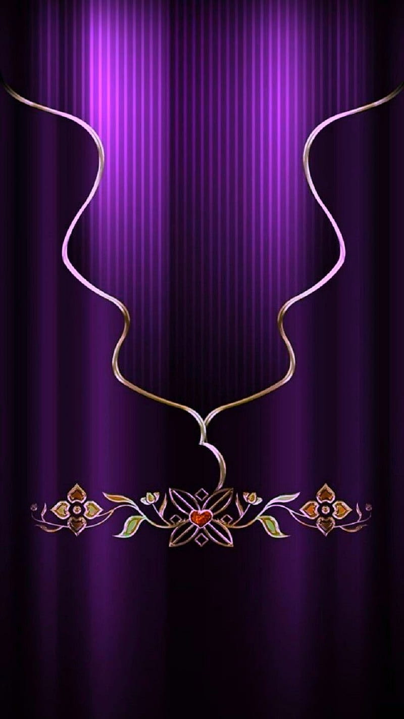 Puplr, flowers, gold, metal, pattern, purple, samsung, violet, HD phone ...