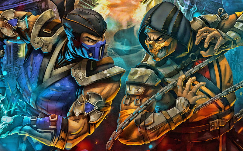Scorpion vs Sub-Zero 2019 games, Mortal Kombat 11, battle, fighting game, Scorpion, Sub-Zero, Mortal Kombat, HD wallpaper