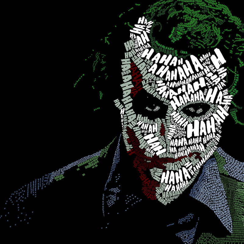 Joker Face Text Artwork, joker, digital-art, supervillain, superheroes, behance, artwork, HD phone wallpaper