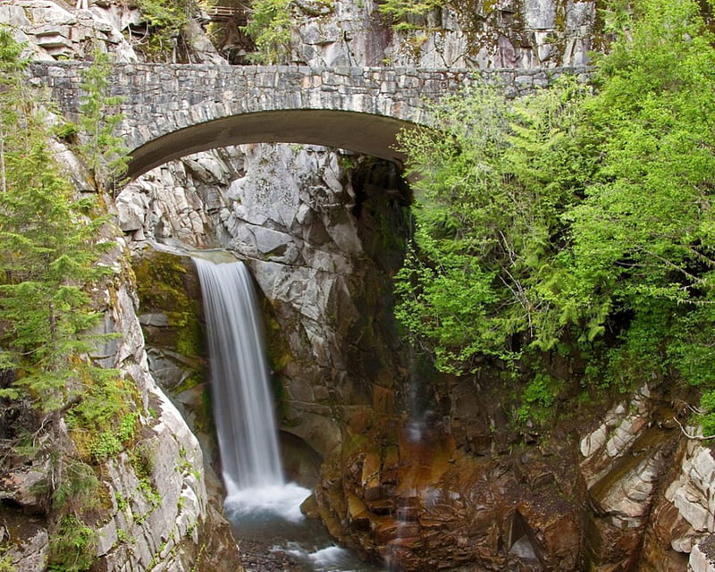 PEQUENA CACHOEIRA, ponte, water, arvores, nature, pedra, HD wallpaper