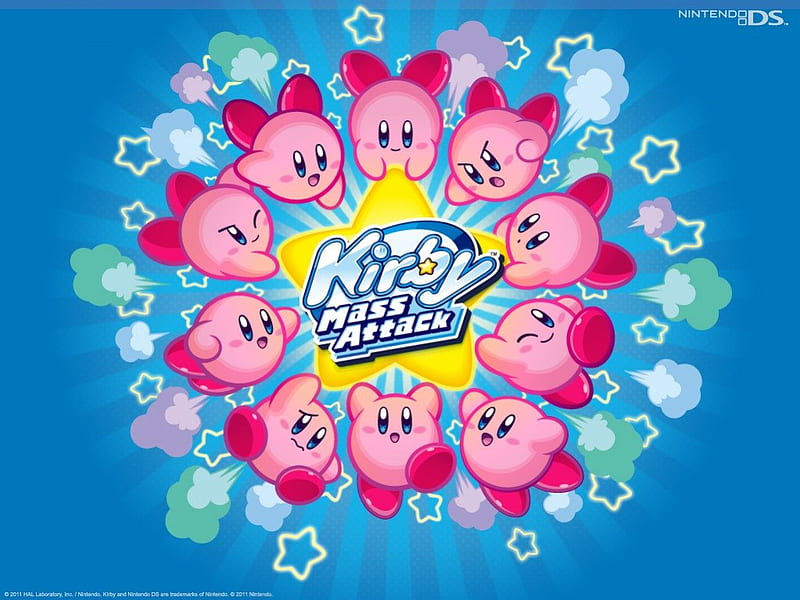 Kirby Mass Attack 1, dsi, mass attack, cute, dsi xl, 3ds, nintendo ds, stylus, ds lite, kirby, many, HD wallpaper