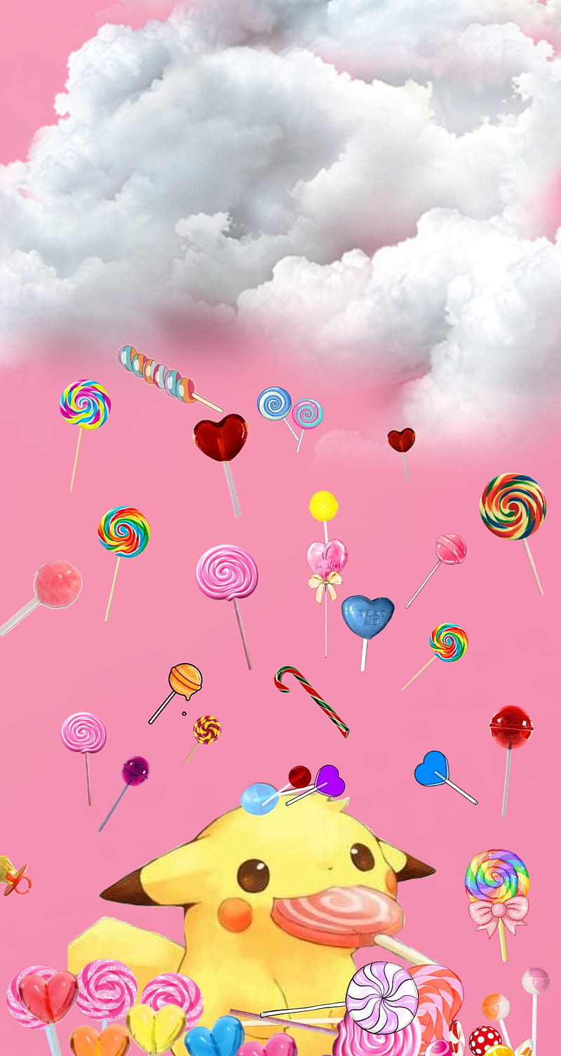 Kawaii Lollipop Colorful Lollipop Cute Cloud Rain Pokemon Kawaii Pikachu Hd Phone Wallpaper Peakpx