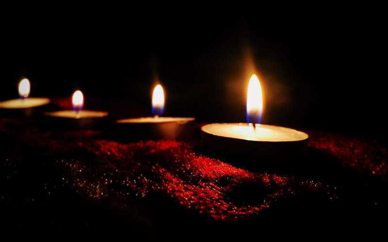 Burning Candle Wicks Candlelight Dark Flame, HD wallpaper