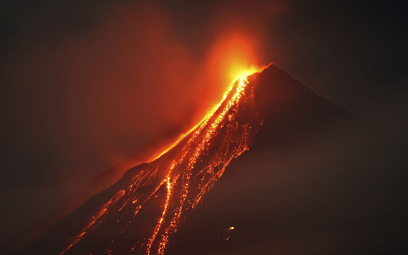 Mayon Volcano, stratovolcano, lava, volcano eruption, Padang, Philippines, HD wallpaper