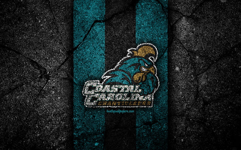 Coastal Carolina Chanticleers american football team, NCAA, blue black stone, USA, asphalt texture, american football, Coastal Carolina Chanticleers logo, HD wallpaper