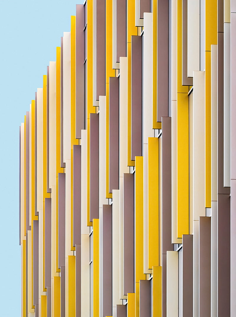building, architecture, facade, minimalism, yellow, HD phone wallpaper