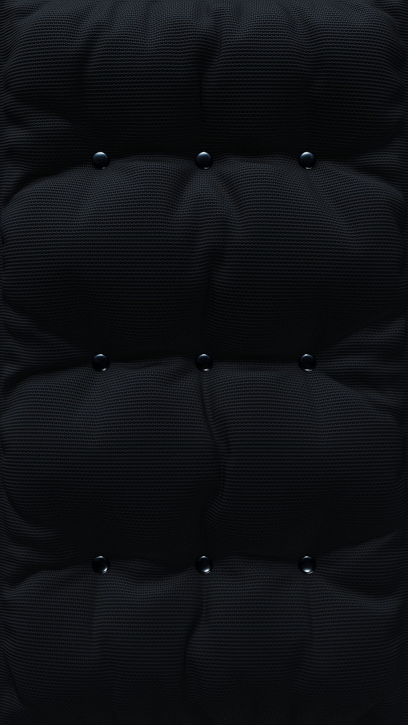 Black Car Seat, Bertil, buttons, cool, couch, dark, fabric, monochrome, oled, pillow, simple, ultra, wrinkles, HD phone wallpaper
