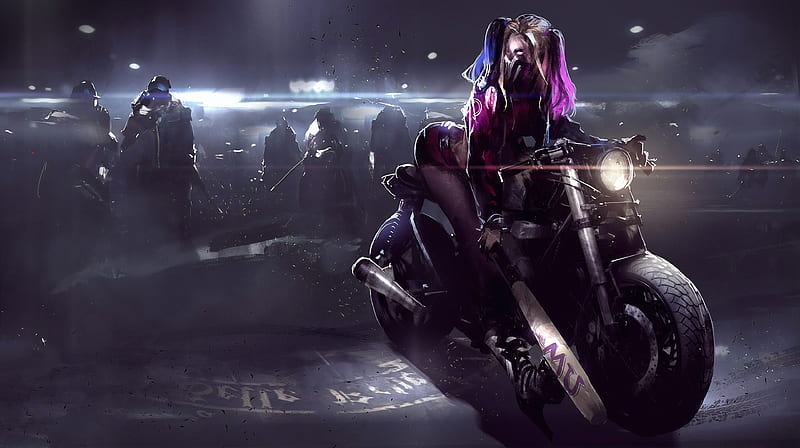 Harley Quinn On Bike , harley-quinn, superheroes, artist, artwork, artstation, HD wallpaper