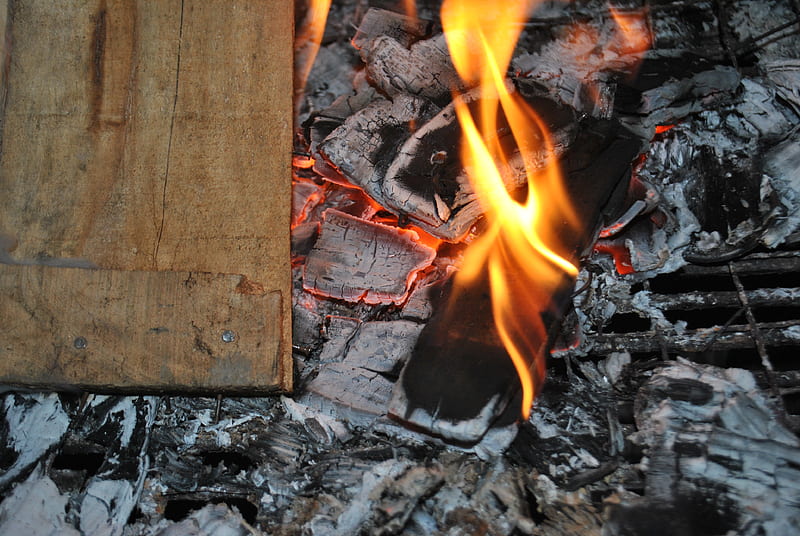 fire, burning coal, coal, fireplace, heat, winter, yellow, HD wallpaper