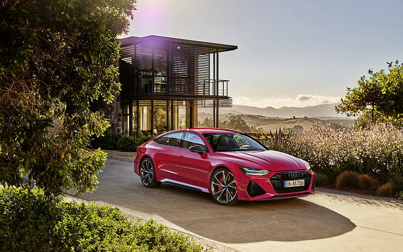 Audi RS7 Sportback, 2020, red sports coupe, 4 door coupe, new red RS7 Sportback, exterior, German cars, Audi, HD wallpaper