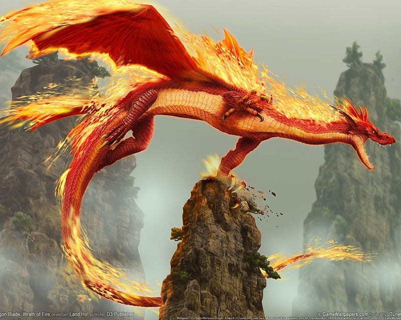Dragon Blade, Dragon, Red, Fire, Wow, HD wallpaper
