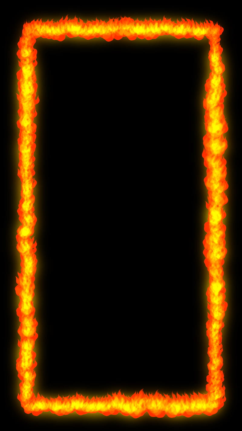 Fire frame, black, edge, energy, flame, light, orange, side, HD phone wallpaper