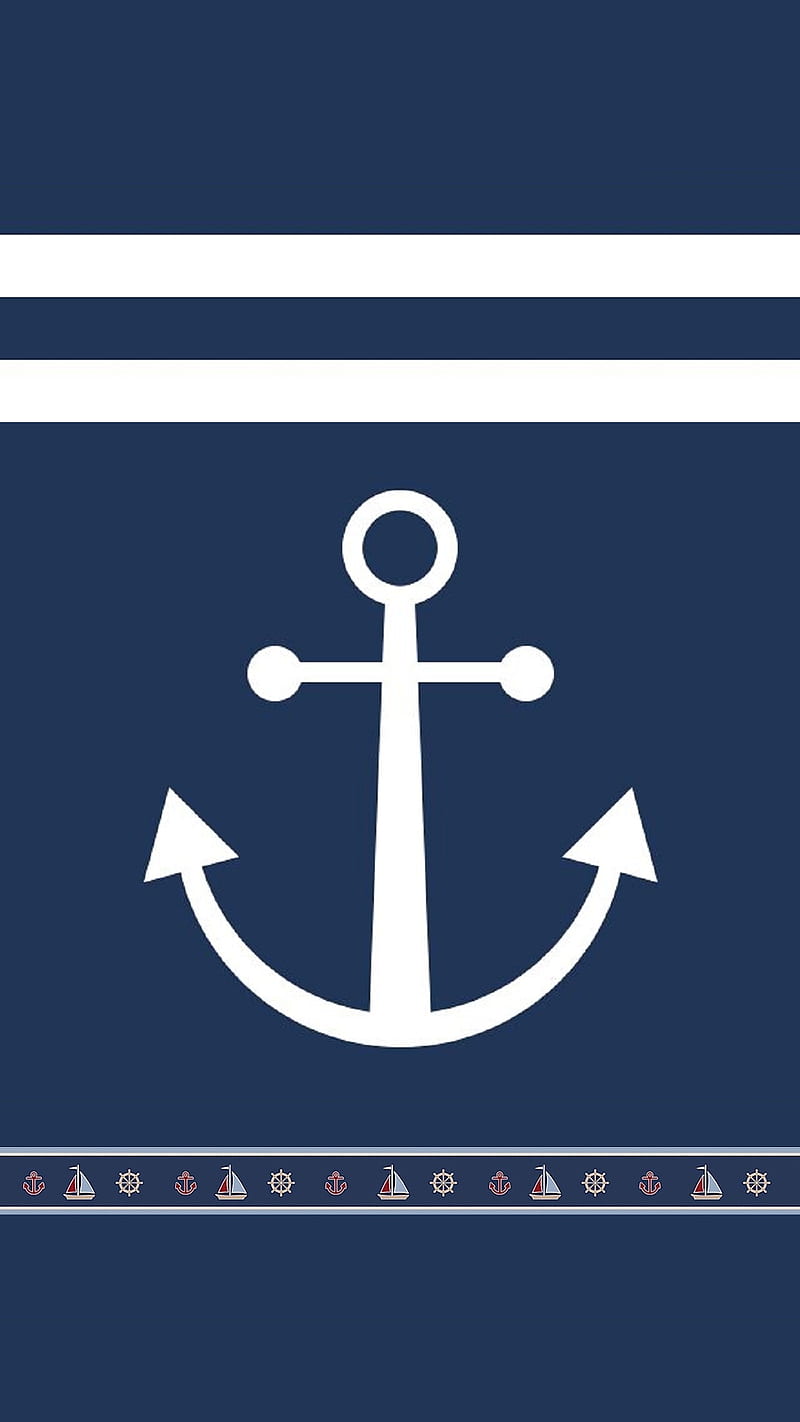 nautical, anchor, blue, pattern, summer, HD phone wallpaper