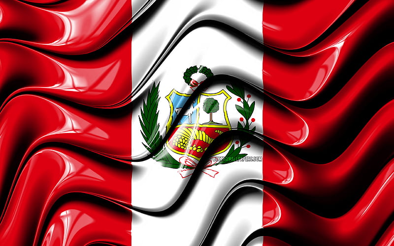 Peruvian flag South America, national symbols, Flag of Peru, 3D art, Peru, South American countries, Peru 3D flag, HD wallpaper