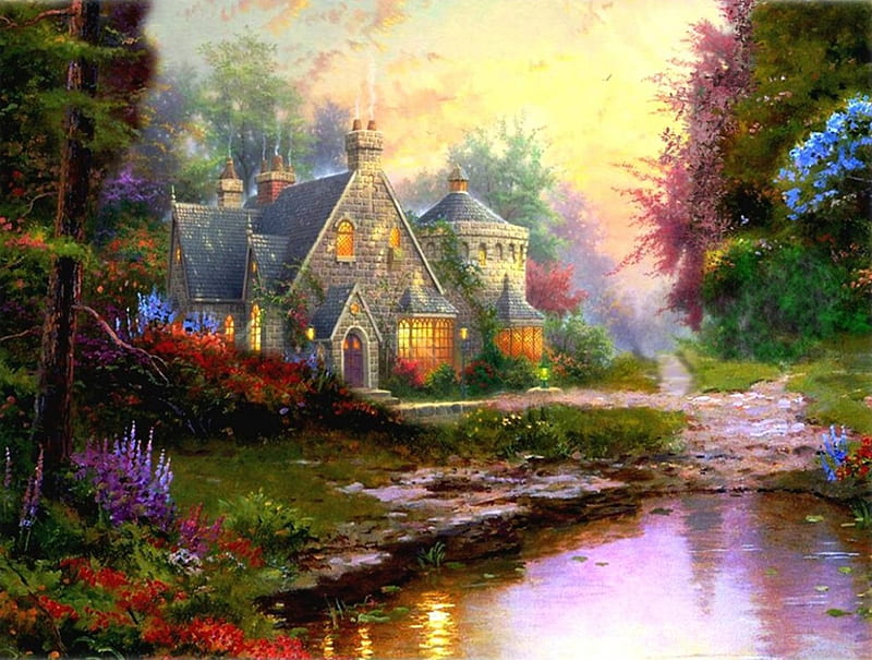 Casa de campo, pasion, fantasia, color, vista, HD wallpaper
