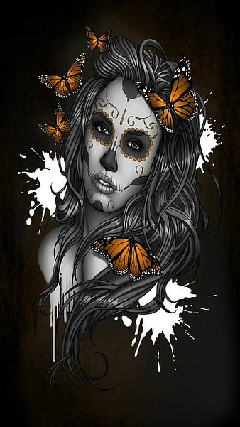 day of the dead girl wallpaper black and white