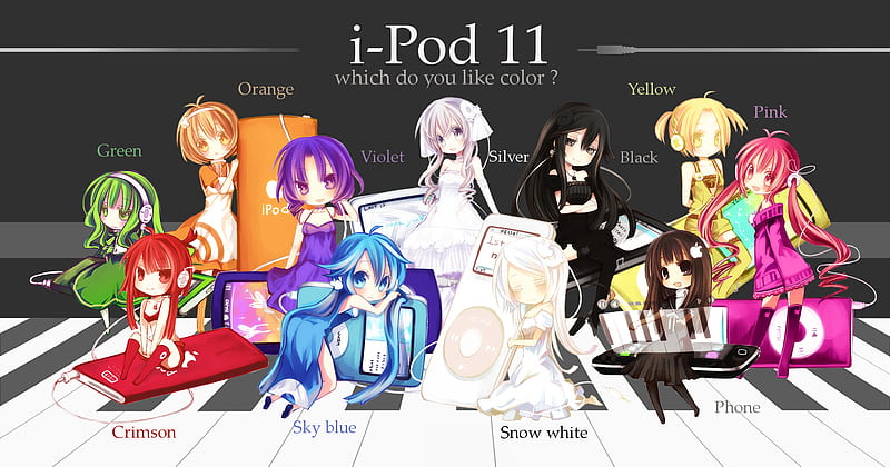 Which one ?, red, ipod, iphone, engrish, orange, black, yellow, silver, girl, green, violet, white, pink, blue, HD wallpaper