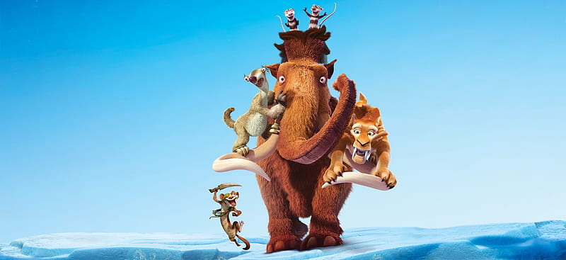 Ice Age: Collision Course (2016), movie, animation, pixar, collision course, ice age, mammoth, animal, blue, HD wallpaper