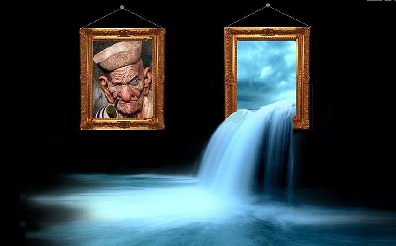 Popeye's tug takes a dump..., flood, water, popeye, frames, HD wallpaper