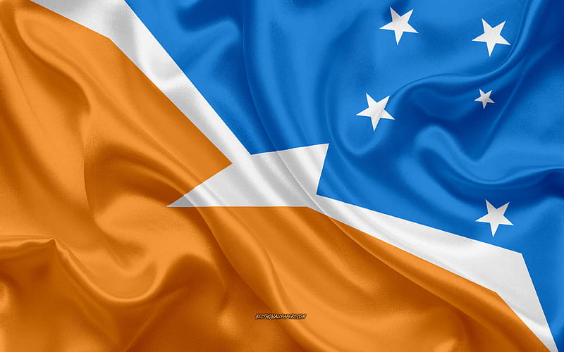 Flag of Tierra del Fuego silk flag, province of Argentina, silk texture, Tierra del Fuego province flag, creative art, Tierra del Fuego, Argentina, HD wallpaper