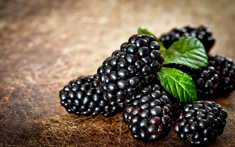 Blackberries, Black, grapy, Leaves, Sweet, Berries, HD wallpaper