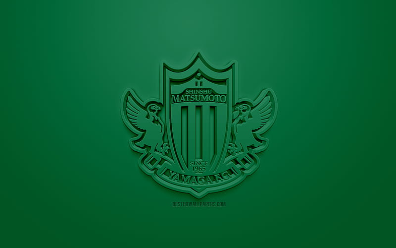 Matsumoto Yamaga FC, creative 3D logo, green background, 3d emblem, Japanese football club, J1 League, Matsumoto, japan, 3d art, football, stylish 3d logo, HD wallpaper