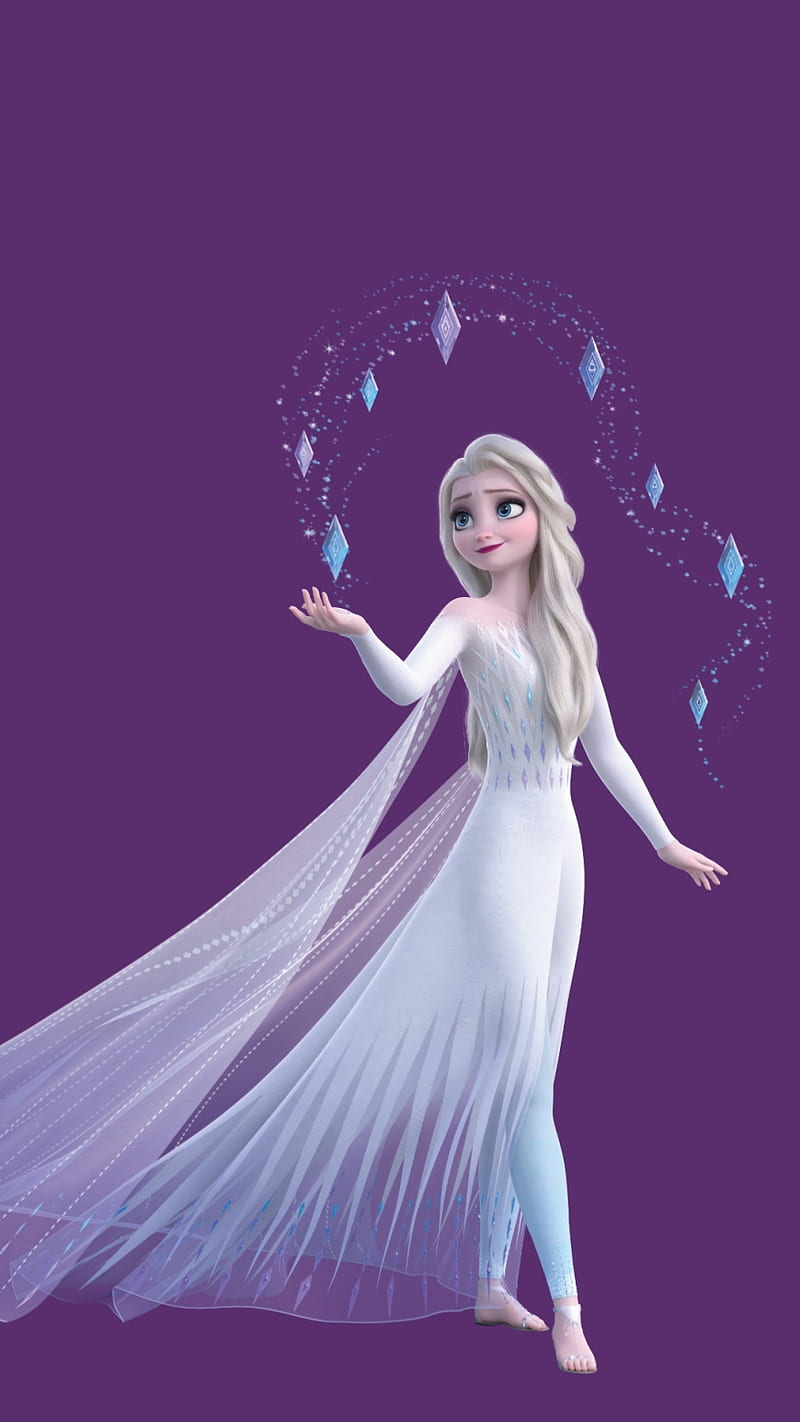 Frozen 2 Elsa white dress hair down mobile. iphone disney princess ...