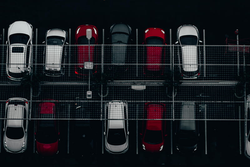 bird's-eye view of parked cars, HD wallpaper