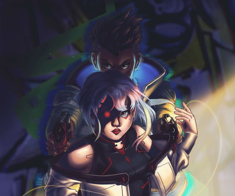 Lucy and david, cool art, Cyberpunk Edgerunners, 2023, HD wallpaper
