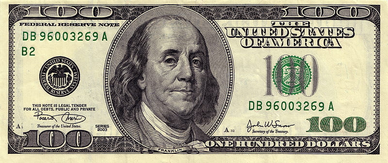 Ben Franklin, 100, 100 dollar bill, benjamin franklin, HD wallpaper