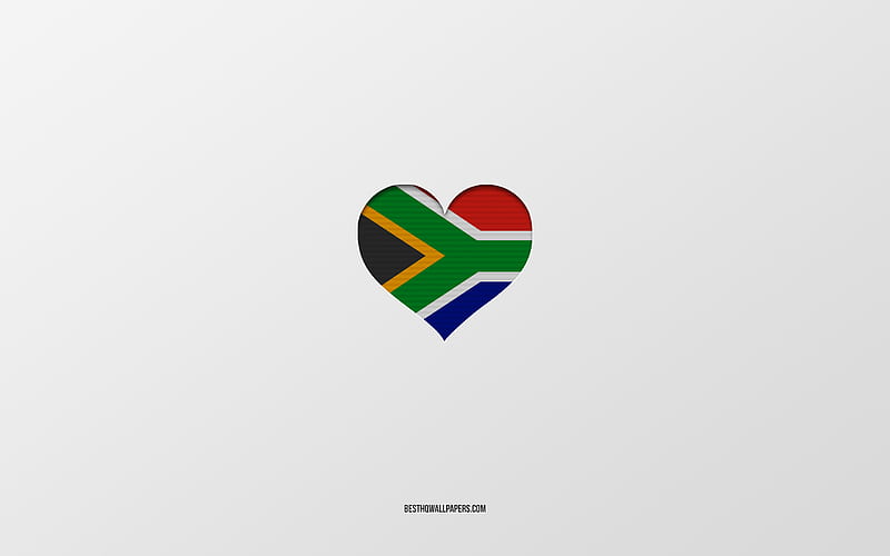 I Love South Africa, Africa countries, South Africa, gray background, South Africa flag heart, favorite country, Love South Africa, HD wallpaper