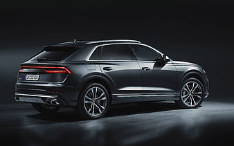 2020, Audi SQ8, rear view, exterior, gray SUV, new gray SQ8, German sports cars, Audi, HD wallpaper