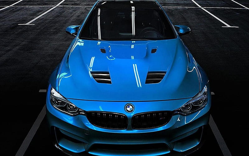 BMW M4, supercars, blue m4, F82, parking, BMW, HD wallpaper