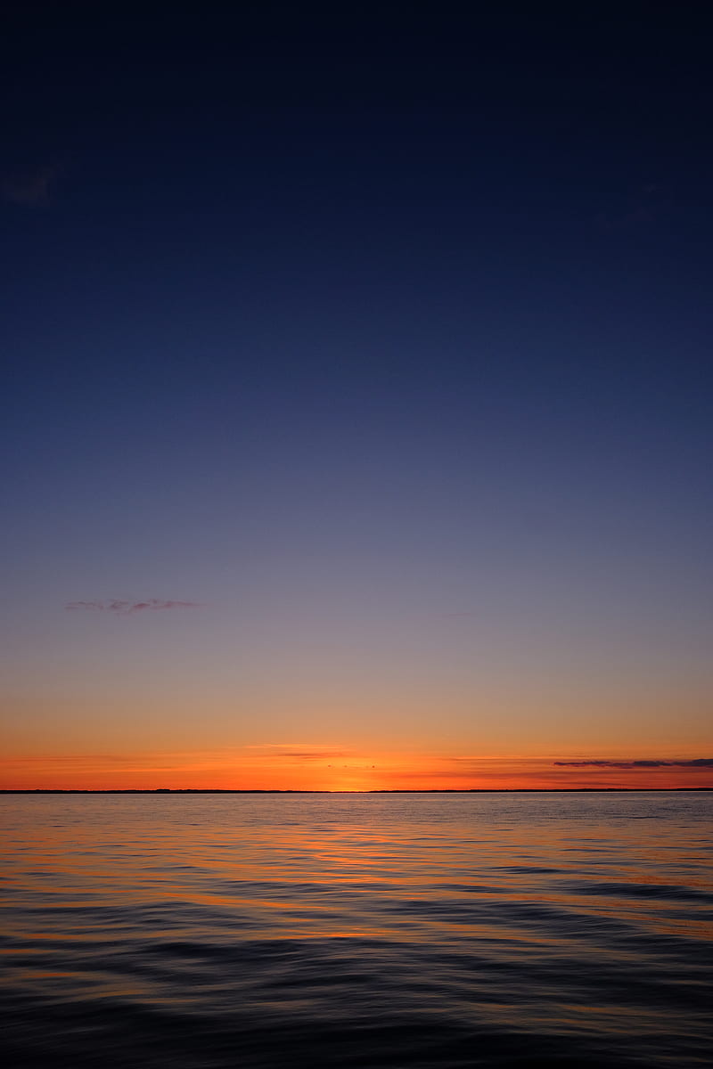sea, sunset, dusk, horizon, water, HD phone wallpaper