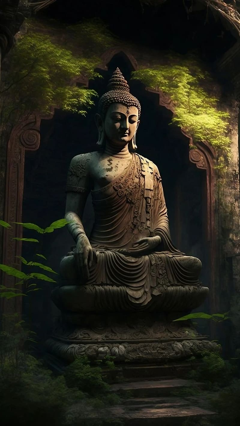 Buddha Statue Outside On Nature And Green Background With Copy Space Stock  Photo - Download Image Now - iStock