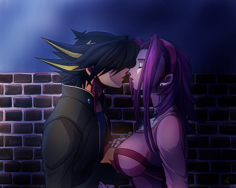 Farewell Kiss, boy, girl, anime, duelist, yu gi oh 5ds, yusei fuudo, couple, izayoi aki, HD wallpaper