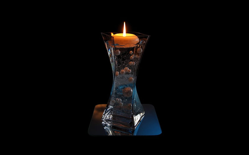 Candle, Floating, Flame, Black Background, HD wallpaper